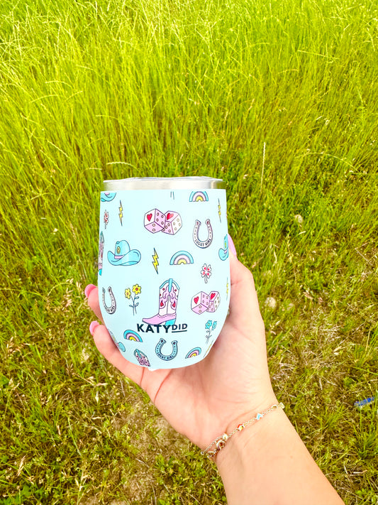 Girly Western wine tumbler