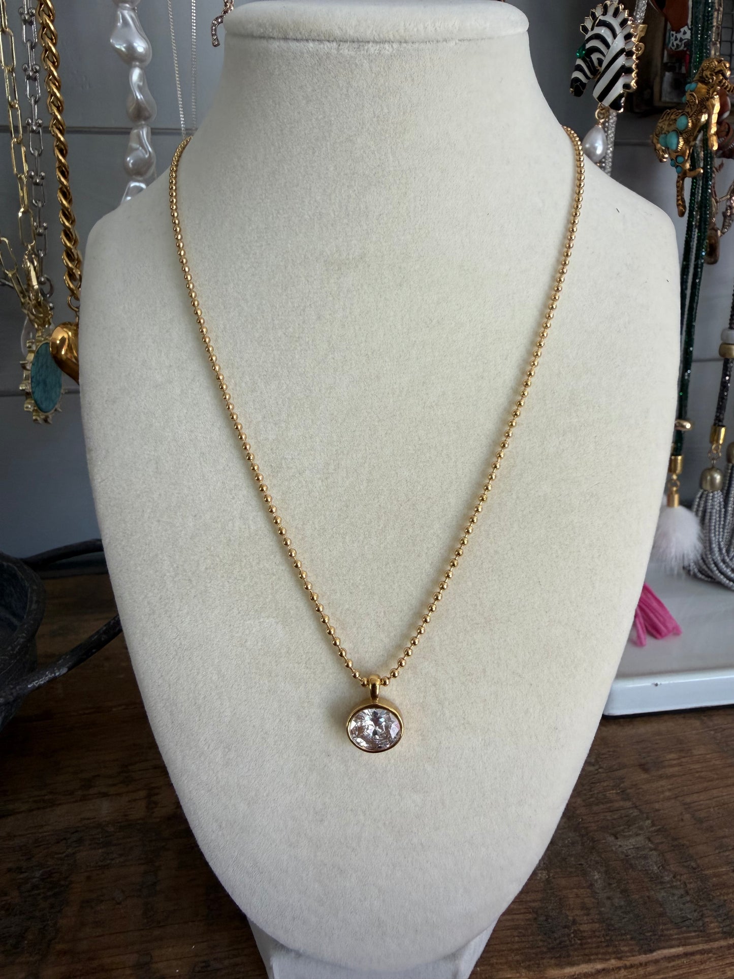 Ball Chain Rhinestone Charm necklace