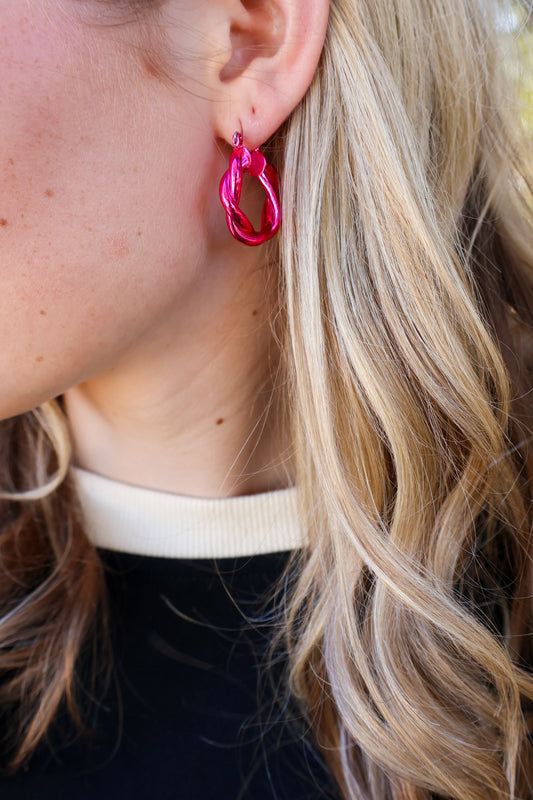 Pink Twisted hoop