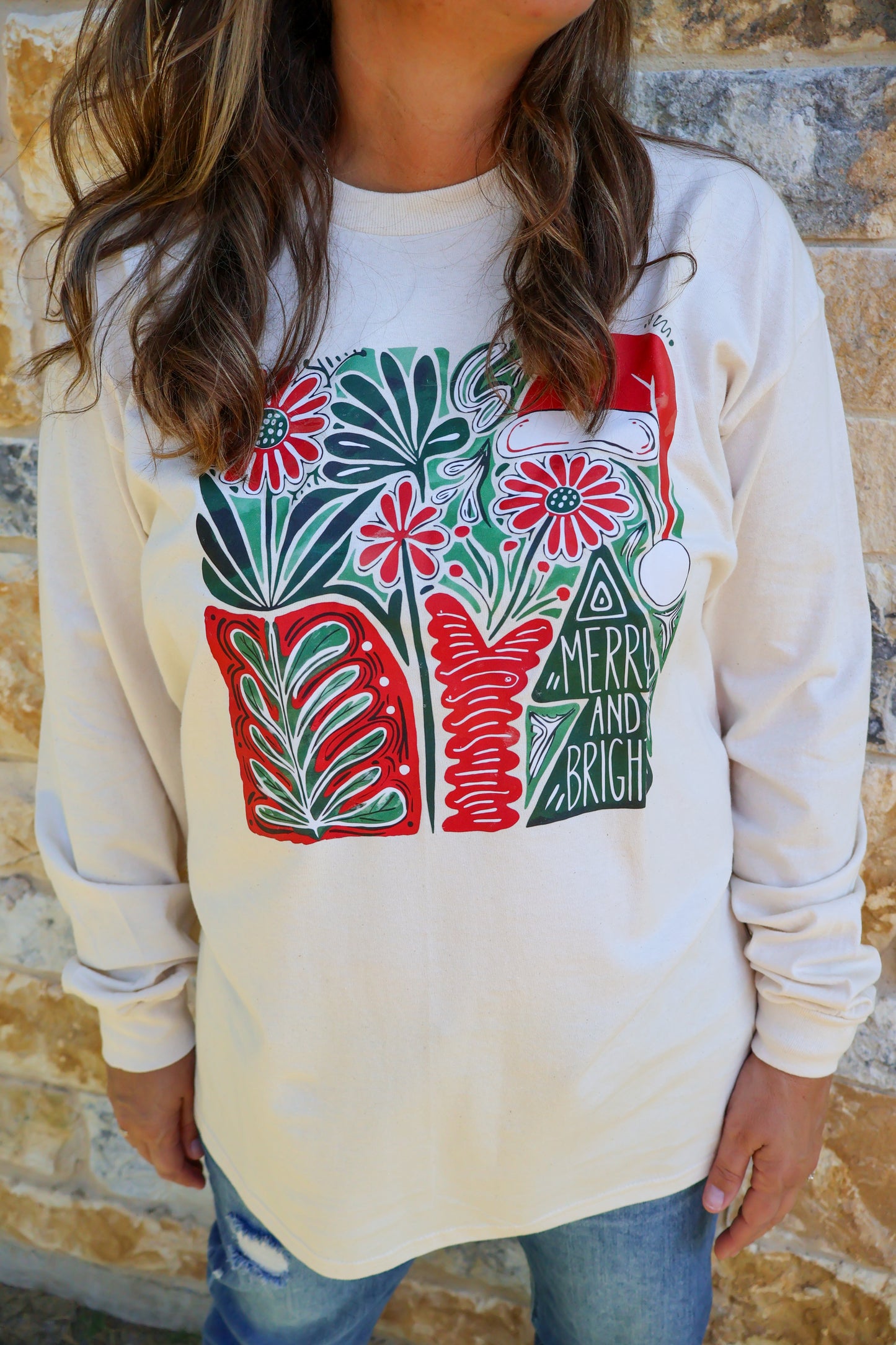 Merry & Bright long sleeve tee