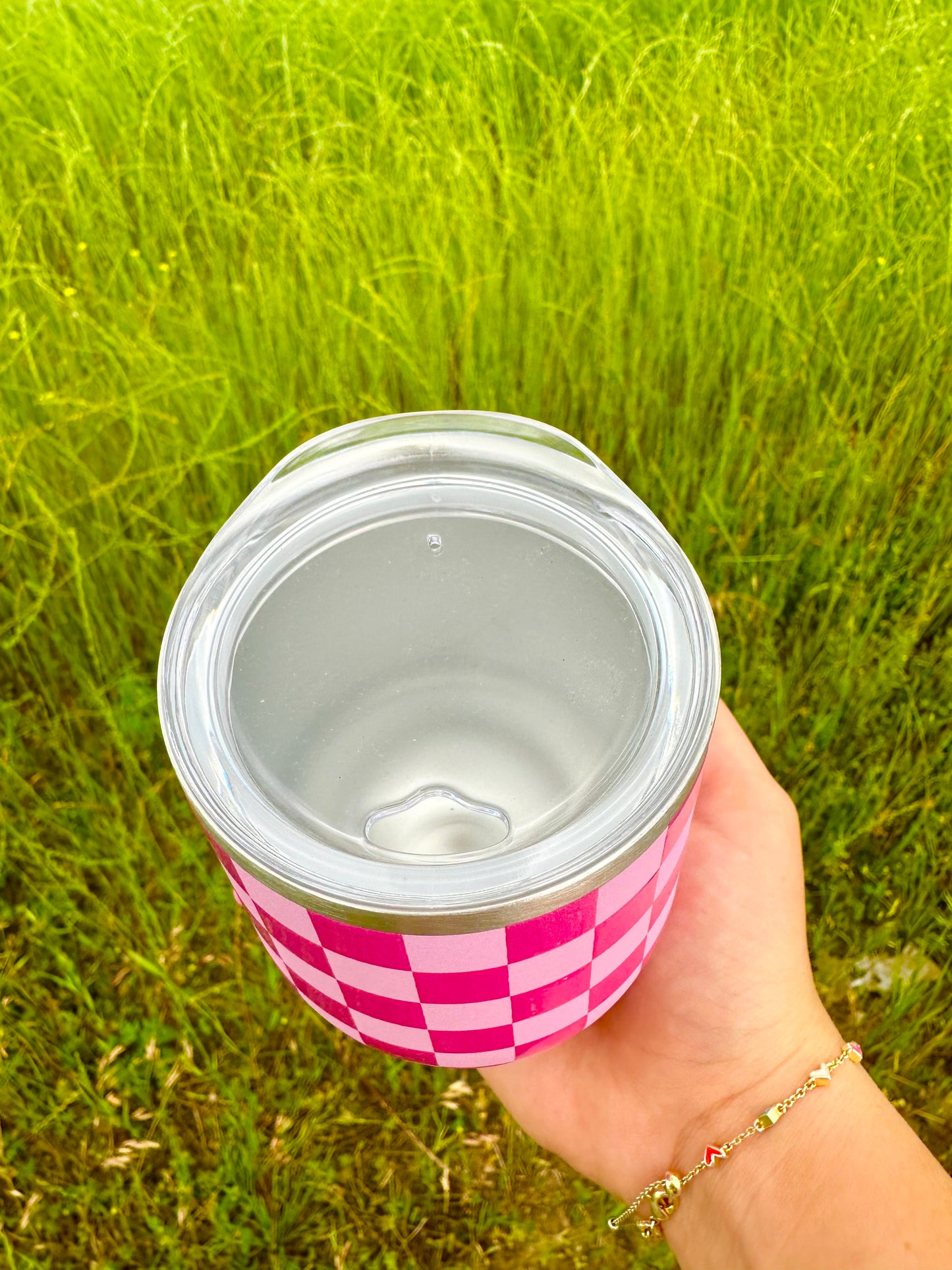 Pink Checker wine tumbler