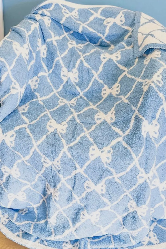 Blue and White Bow blanket
