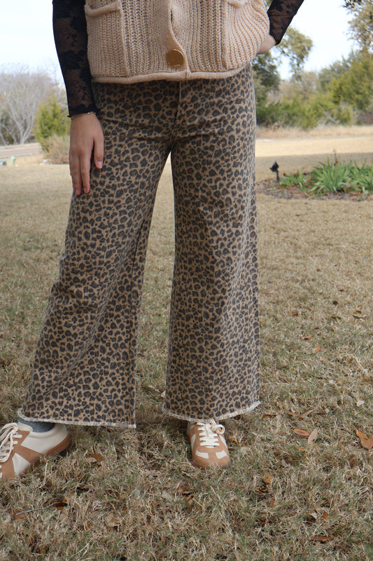 Leopard wide leg pant