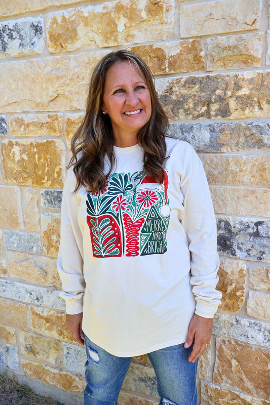 Merry & Bright long sleeve tee
