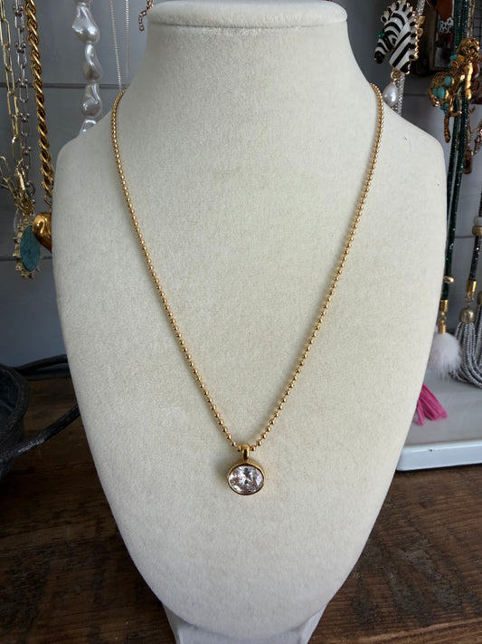 Ball Chain Rhinestone Charm necklace