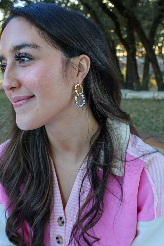 Hammered mixed metal earrings