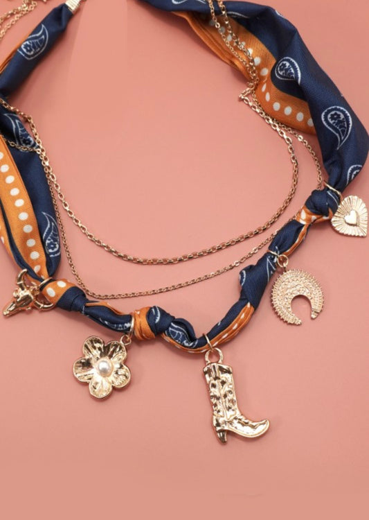 Scarf Charm Western necklace