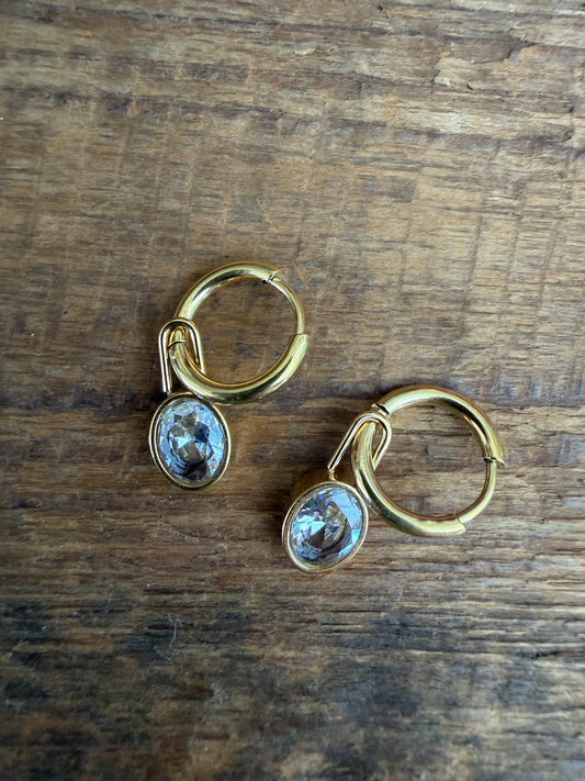 Bezel Rhinestone Hoop earrings