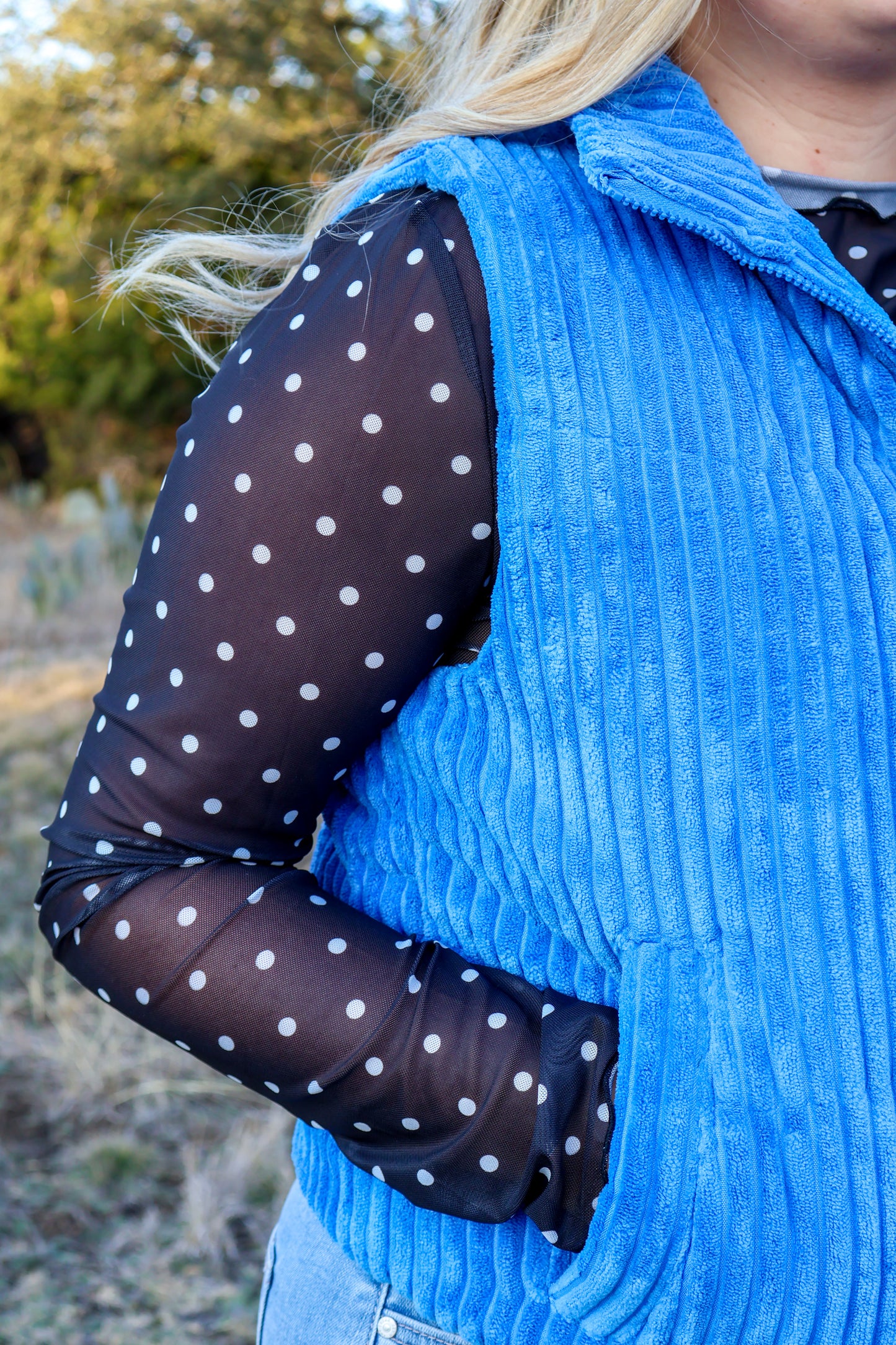 The Polka Dot mesh top