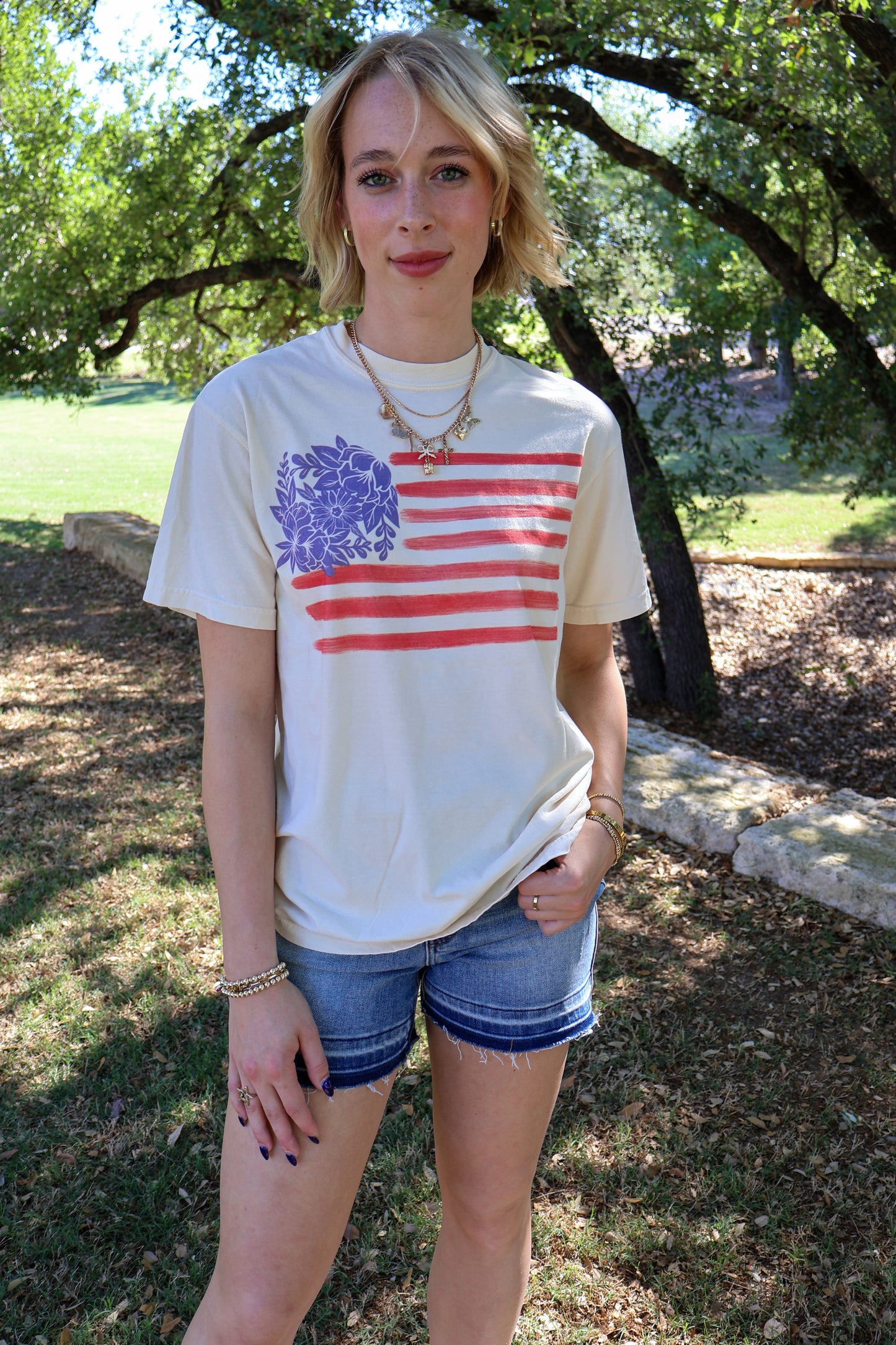 Floral Flag tee