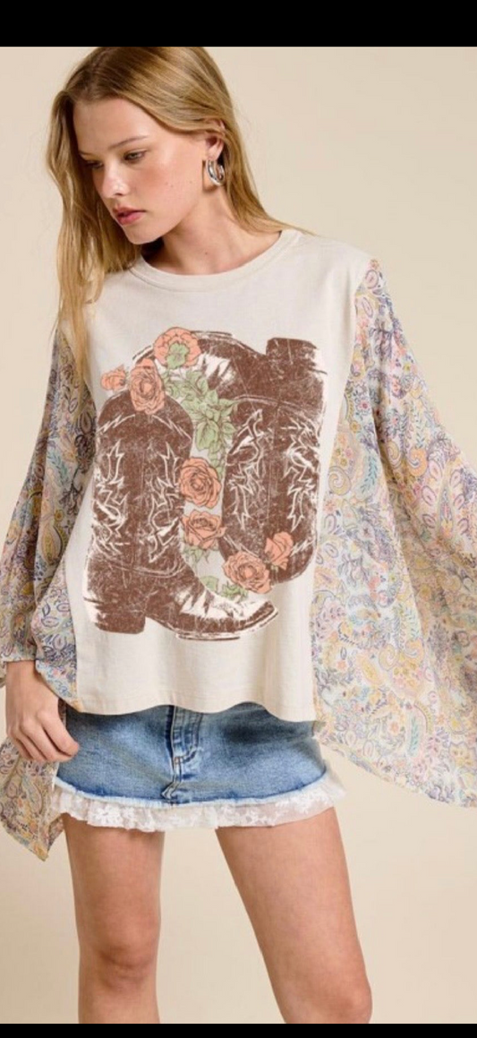 Floral Cowboy Kaftan top
